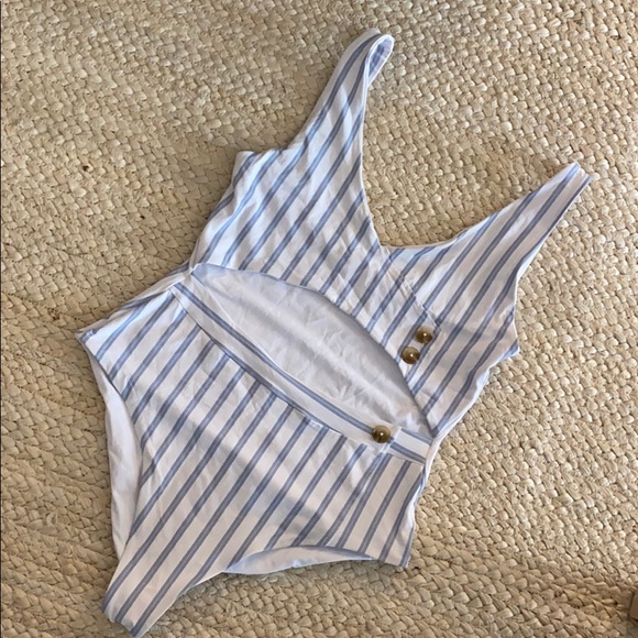 Revel Rey Carmen white with blue stripe one piece - Picture 2 of 4